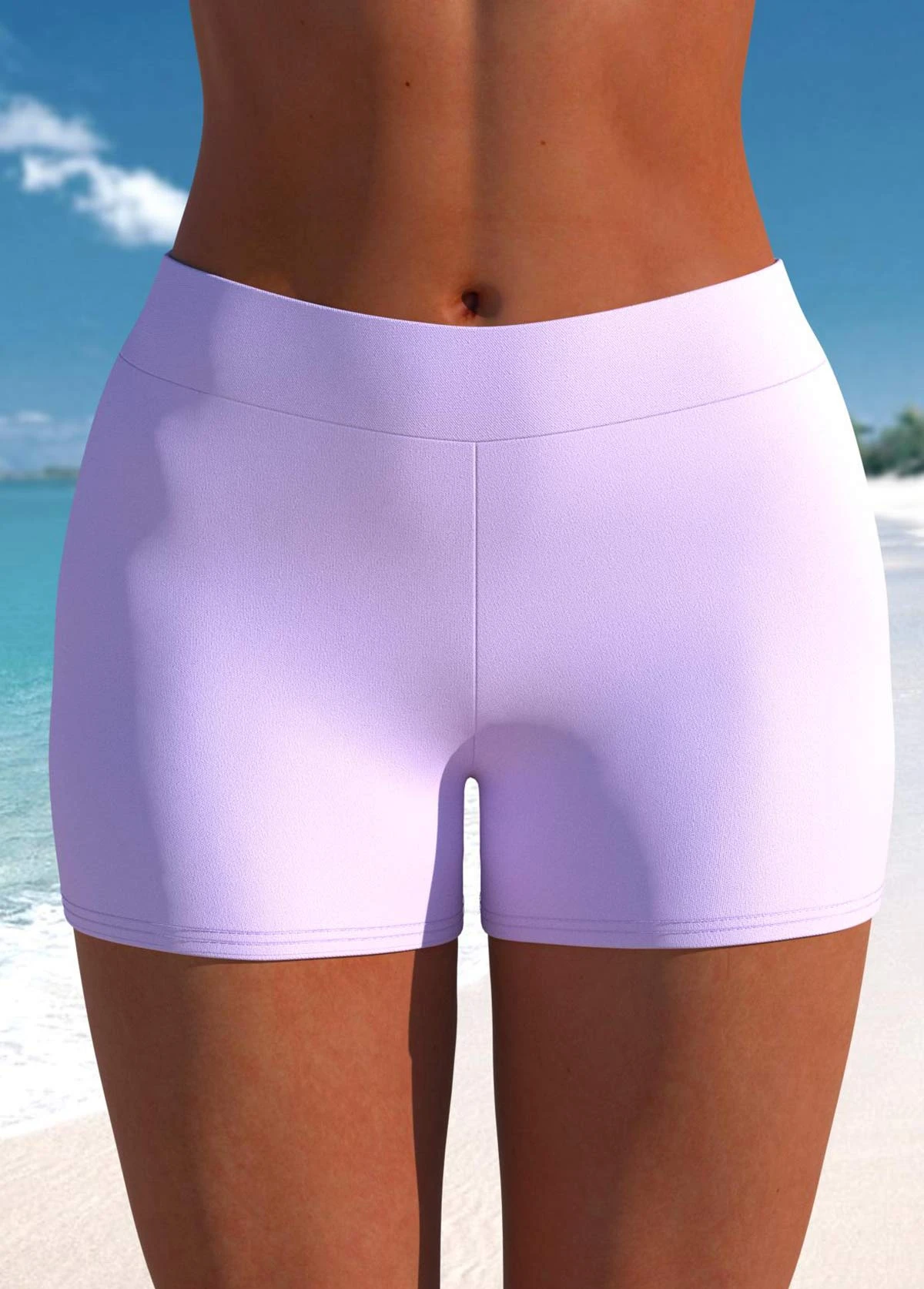 Mid Waisted Skinny Light Purple Swim Shorts 3 Mid Waisted Skinny Light Purple Swim Shorts