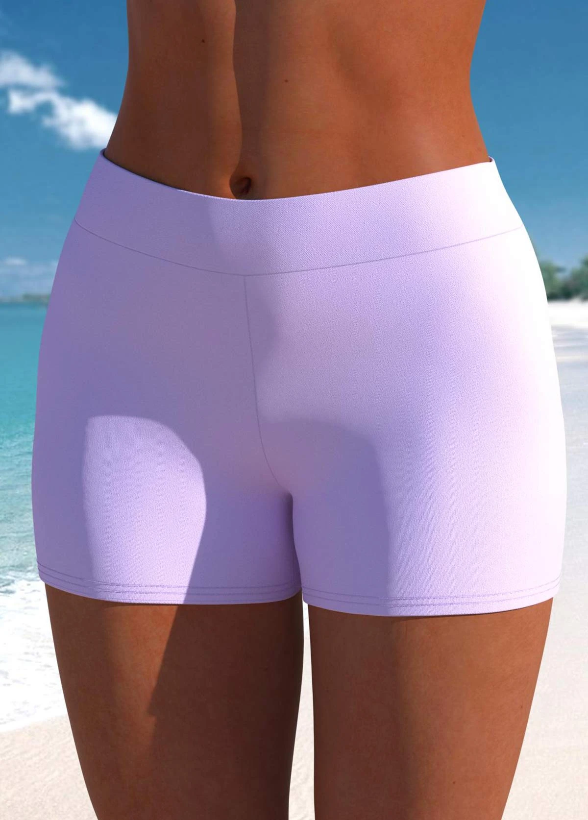 Mid Waisted Skinny Light Purple Swim Shorts 5 Mid Waisted Skinny Light Purple Swim Shorts - Image 3