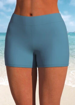 Mid Waisted Dusty Blue Stretch Swim Shorts -Rosewe Promotion Store 325505 P 1676632020021