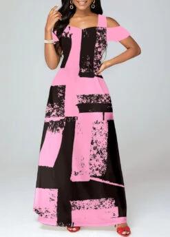 Plus Size Pink Pocket Graffiti Print Maxi Dress 7 Plus Size Pink Pocket Graffiti Print Maxi Dress -Rosewe Promotion Store 325514 P 1675417078095