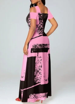 Plus Size Pink Pocket Graffiti Print Maxi Dress 6 Plus Size Pink Pocket Graffiti Print Maxi Dress -Rosewe Promotion Store 325514 P 1675417078392