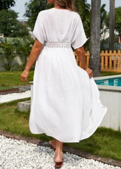 Short Sleeve White Tie Front Cover Up -Rosewe Promotion Store 325537 P 16772259270521