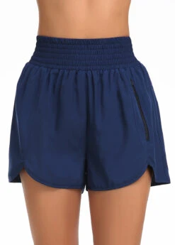 High Waisted Blue Smocked Beach Shorts 8 High Waisted Blue Smocked Beach Shorts -Rosewe Promotion Store 325546 P 16771415202832