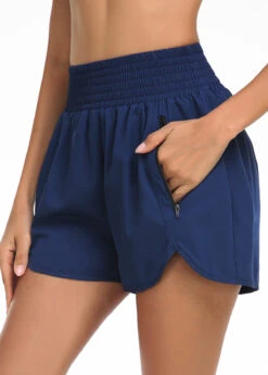 High Waisted Blue Smocked Beach Shorts 9 High Waisted Blue Smocked Beach Shorts -Rosewe Promotion Store 325546 P 16771415208043