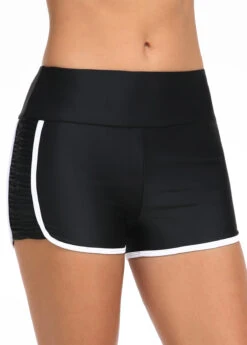 Mid Waisted Black Contrast Stitch Swim Shorts -Rosewe Promotion Store 325564 P 16771414883652