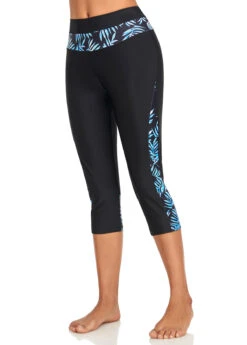 High Waisted Black Leaf Print Swim Capris -Rosewe Promotion Store 325572 P 16777410574793