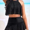 High Waisted Lace Black Bikini Sets