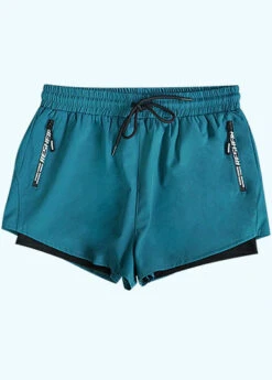 Mid Waisted Turquoise Drawstring Waist Men's Swim Trunks -Rosewe Promotion Store 325624 P 1676100192769