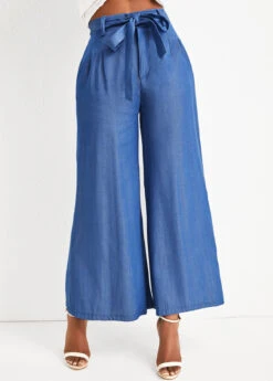 Denim Blue Zipper Fly High Waisted Bowknot Jeans -Rosewe Promotion Store 325690 P 16773257350120