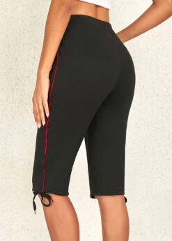 Black Drawastring High Waisted Knee Length Leggings -Rosewe Promotion Store 325705 P 16780661194523