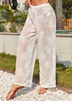 Jacquard White Plants Print Cover Up -Rosewe Promotion Store 325752 P 16780904679282