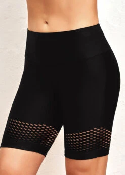 High Waisted Black Hollow Out Swim Shorts -Rosewe Promotion Store 325931 P 1677233774846