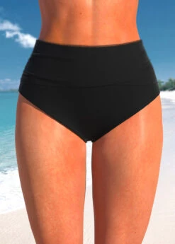 Stretch High Waisted Black Bikini Bottom