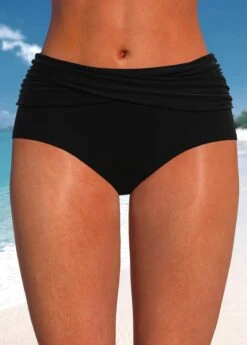 Mid Waisted Black Criss Cross Bikini Bottom