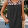 Leopard Patchwork Dark Grey Round Neck Tank Top -Rosewe Promotion Store 326043 P 16765161467170