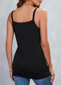 Split Cutout Black Strappy Camisole Top 9 Split Cutout Black Strappy Camisole Top -Rosewe Promotion Store 326090 P 16784265462961