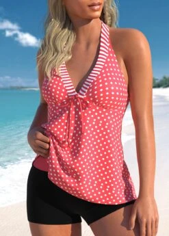 Polka Dot Bowknot Coral Tankini Top-No Bottom -Rosewe Promotion Store 326183 P 1675918234625