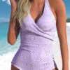Jacquard Light Purple Cutout One Piece Swimwear -Rosewe Promotion Store 326213 P 1691395036433