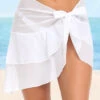 Layered Ruffle Hem Tie Side White Sarong -Rosewe Promotion Store 326456 P 16771414859940
