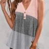 Grey V Neck Button Tank Top -Rosewe Promotion Store 326523 P 1676362727931