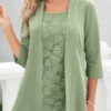 Sage Green Square Neck Lace T Shirt -Rosewe Promotion Store 326552 P 16766301061410
