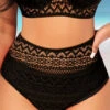 Lace Stitching High Waisted Black Bikini Bottom -Rosewe Promotion Store 326600 P 1676439741119