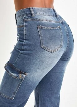 Dark Blue Regular Zipper Fly Hole Jeans -Rosewe Promotion Store 326614 P 16778125246994