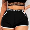 High Waisted Black Letter Print Swim Shorts -Rosewe Promotion Store 326629 P 1676445896481
