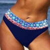 Navy Mid Waisted Tribal Print Bikini Bottom