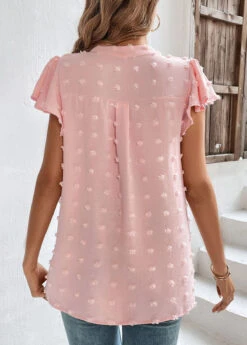 Light Pink V Neck Split T Shirt -Rosewe Promotion Store 326696 P 16780881250231