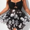 Mid Waisted Black Plus Size Swimdress And Panty -Rosewe Promotion Store 326706 P 16860498282130