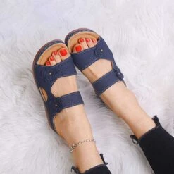 Open Toe Mid Heel Dark Blue Sliders -Rosewe Promotion Store 326859 P 1676541645426