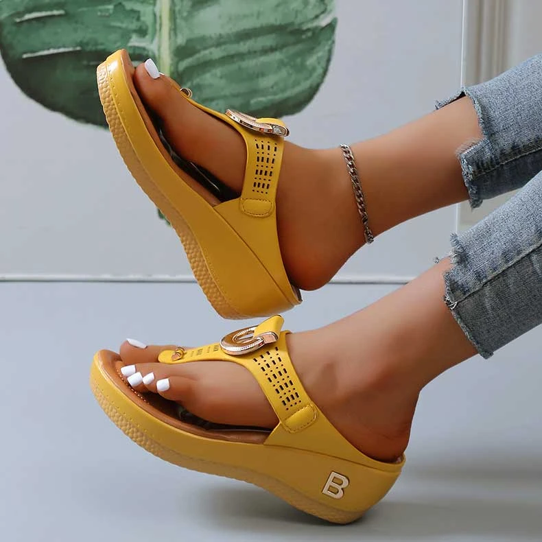 Toe Post Mid Heel Ginger Slippers 4 Toe Post Mid Heel Ginger Slippers - Image 2