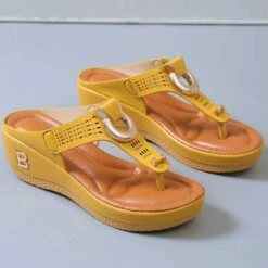 Toe Post Mid Heel Ginger Slippers 7 Toe Post Mid Heel Ginger Slippers -Rosewe Promotion Store 326865 P 1676541731667