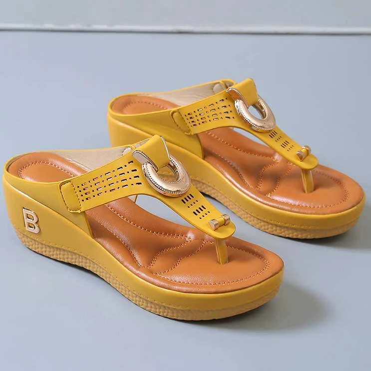 Toe Post Mid Heel Ginger Slippers 5 Toe Post Mid Heel Ginger Slippers - Image 3