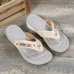 Toe Post Mid Heel White Slippers -Rosewe Promotion Store 326866 P 1676541741445