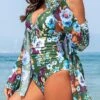 Multi Color Floral Print Ruched One Piece Swimwear 2 Multi Color Floral Print Ruched One Piece Swimwear -Rosewe Promotion Store 326876 P 16796269597750