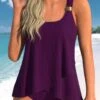 Wide Strap Cross Hem Dark Purple Tankini Top-No Bottom -Rosewe Promotion Store 326956 P 1678268544161