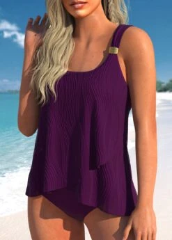Wide Strap Cross Hem Dark Purple Tankini Top-No Bottom -Rosewe Promotion Store 326956 P 1678268544850
