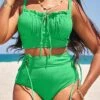 High Waisted Lace Up Green Bikini Set 1 High Waisted Lace Up Green Bikini Set -Rosewe Promotion Store 326988 P 16801776358460