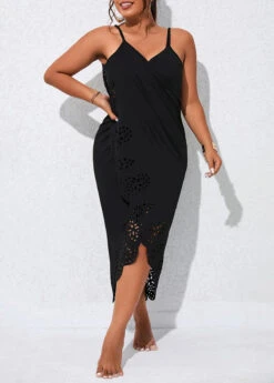 Burn Out Printing Black Plus Size Cover Up -Rosewe Promotion Store 327052 P 16805052380293
