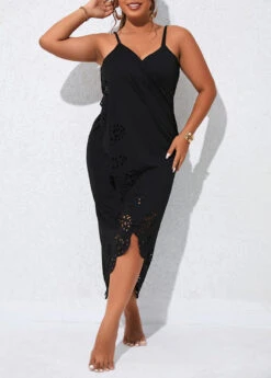 Burn Out Printing Black Plus Size Cover Up -Rosewe Promotion Store 327052 P 16805052383344