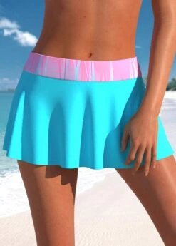 Plus Size Mid Waisted Multi Color Ombre Pantskirt