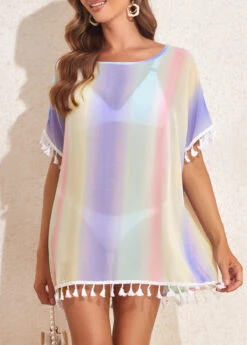 Ombre Tassel Multi Color Cover Up