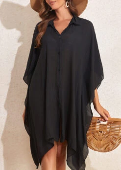 Asymmetry Black Shirt Collar Cover Up -Rosewe Promotion Store 327138 P 16805029958624