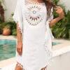 Weave Asymmetric Hem Tassel White Cover Up -Rosewe Promotion Store 327142 P 16820716825913