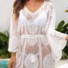 Tassel White Lace Patchwork Cover Up