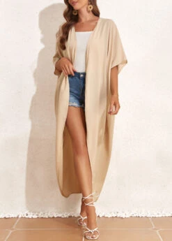 Belted Tie Light Coffee Cover Up 11 Belted Tie Light Coffee Cover Up -Rosewe Promotion Store 327156 P 16806047047342