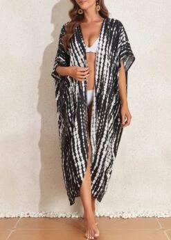 Tie Dye Print Lightweight Black Cover Up -Rosewe Promotion Store 327160 P 16805031774472