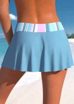 Mid Waisted Multi Stripe Print Stretch Swim Skirt -Rosewe Promotion Store 327231 P 1677032290721